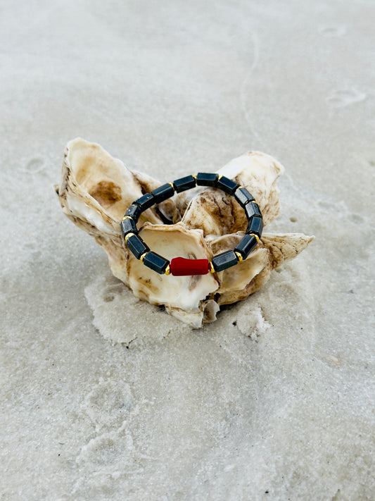 Magnetic Hematite - Natural Coral Bracelet
