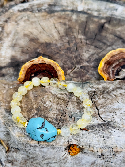 Raw Turquoise - Citrine Bracelet