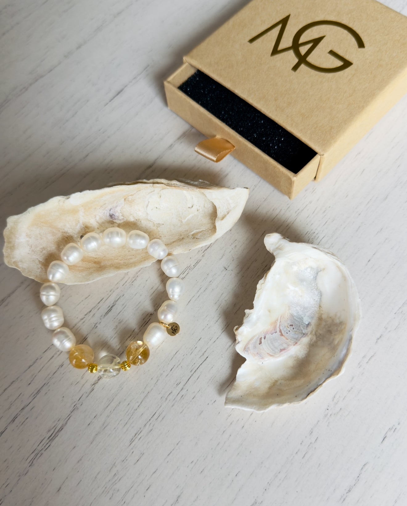 High Quality Citrine - Natural Pearl Bracelet