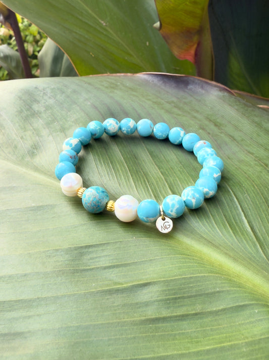 Turquoise - Natural Pearl Bracelet