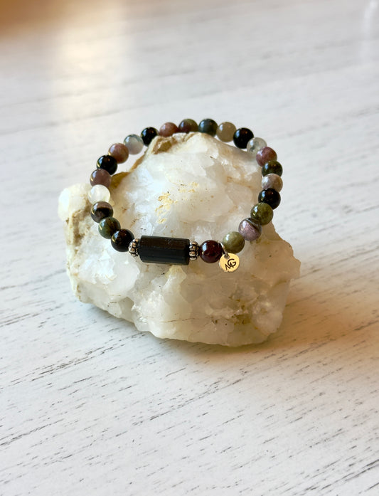 Tourmaline Bracelets size 6mm. with/ without Raw Black Tourmaline