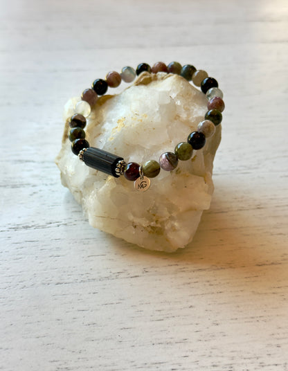 Tourmaline Bracelets size 6mm. with/ without Raw Black Tourmaline