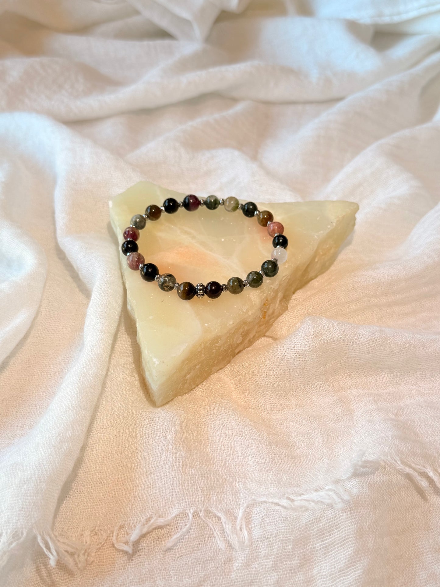 Tourmaline Bracelets size 6mm. with/ without Raw Black Tourmaline