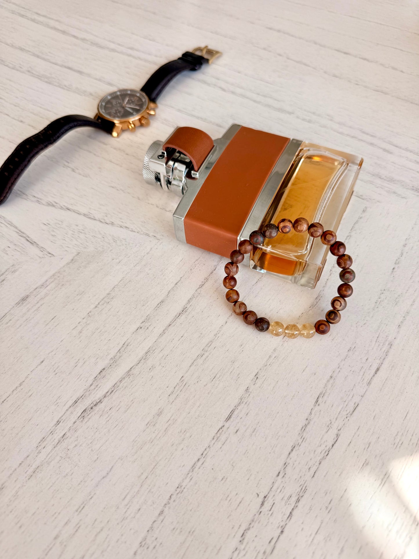 Tibetan Agate - Citrine Men's Bracelet