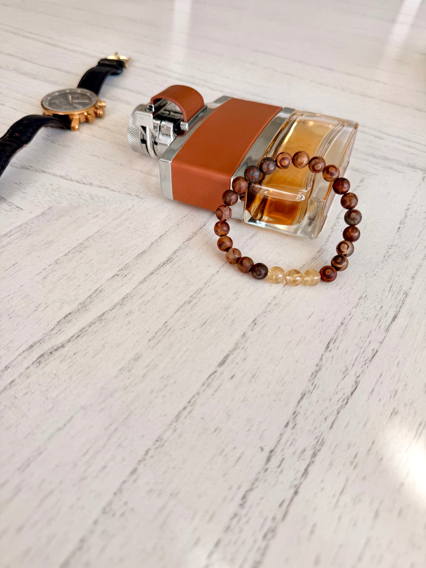 Tibetan Agate - Citrine Men's Bracelet