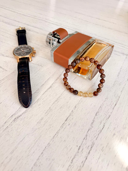 Tibetan Agate - Citrine Men's Bracelet