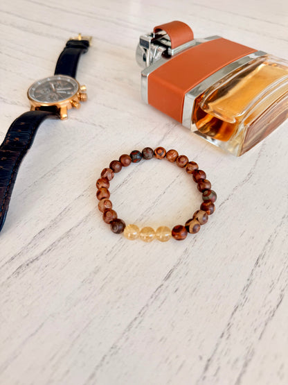 Tibetan Agate - Citrine Men's Bracelet