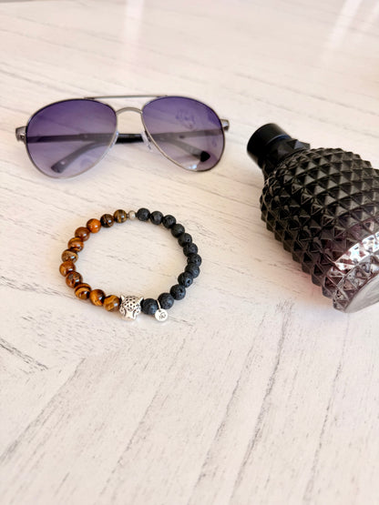 Lava Stone - Tiger Eye Men's Bracelet