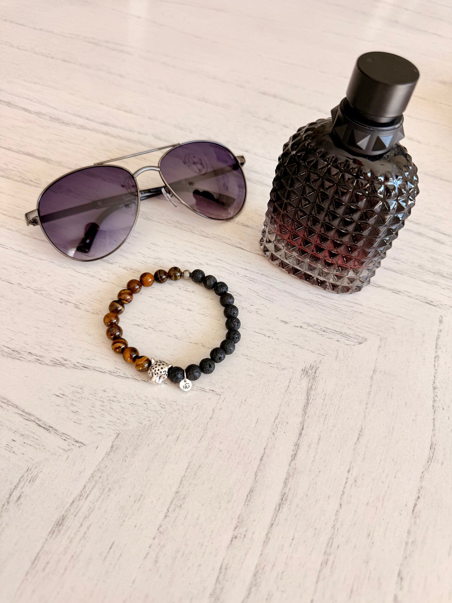 Lava Stone - Tiger Eye Men's Bracelet