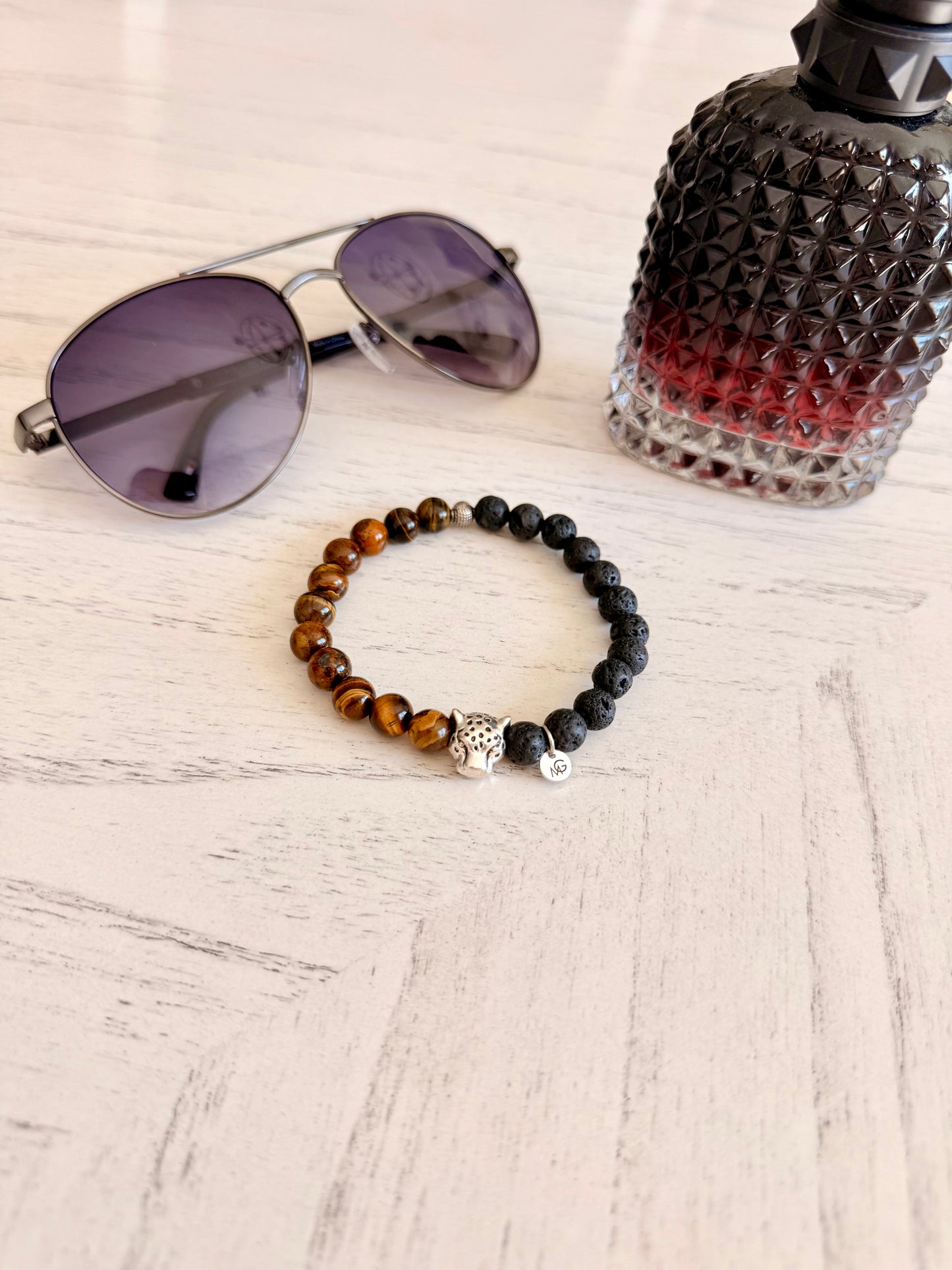 Lava Stone - Tiger Eye Men's Bracelet