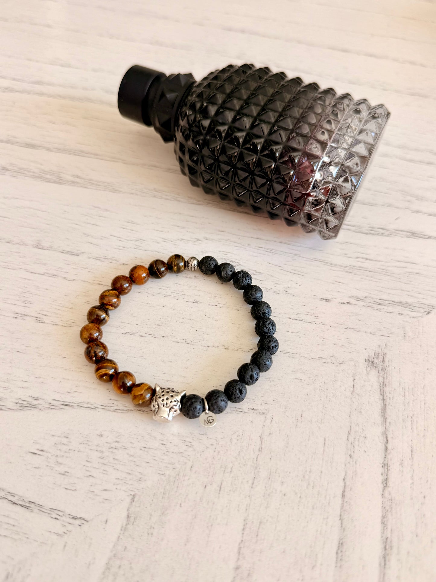 Lava Stone - Tiger Eye Men's Bracelet
