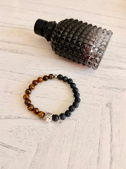 Lava Stone - Tiger Eye Men's Bracelet