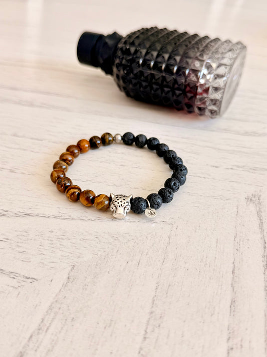 Lava Stone - Tiger Eye Men's Bracelet
