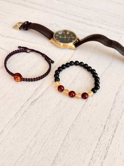 Black Obsidian - Citrine - Amber Bracelets