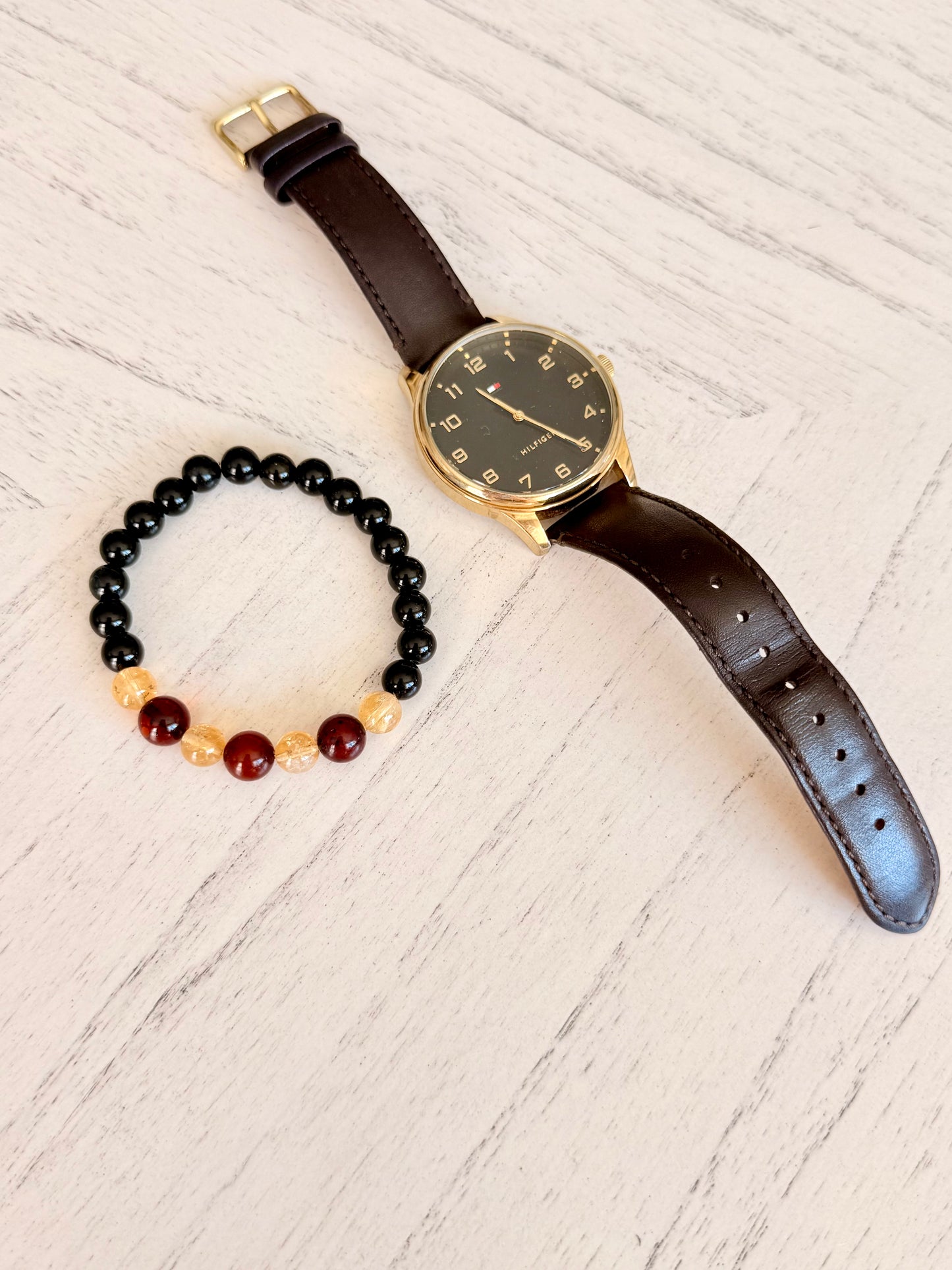 Black Obsidian - Citrine - Amber Bracelets