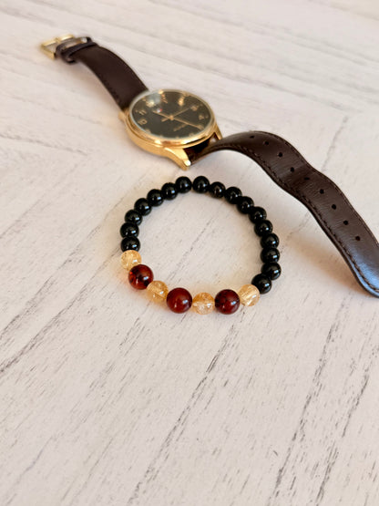 Black Obsidian - Citrine - Amber Bracelets