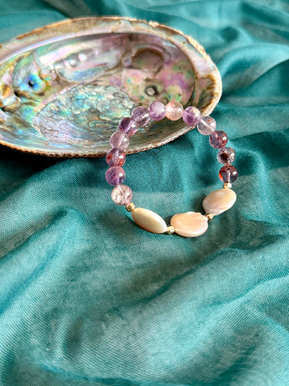 Super Seven - Sea Pearl Bracelet with Hematite Spacer
