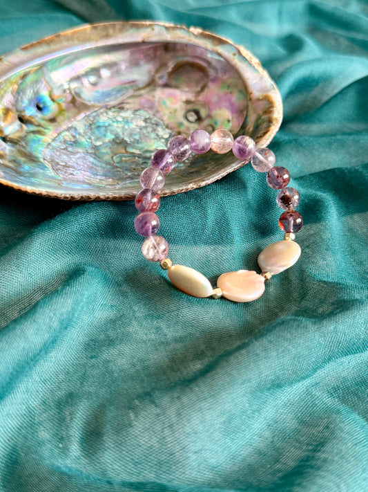 Super Seven - Sea Pearl Bracelet with Hematite Spacer