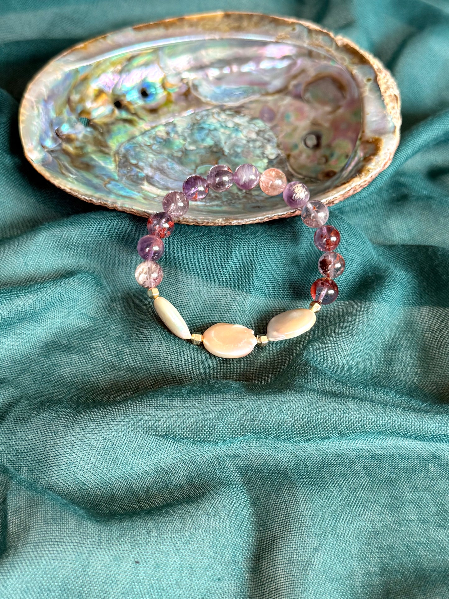 Super Seven - Sea Pearl Bracelet with Hematite Spacer