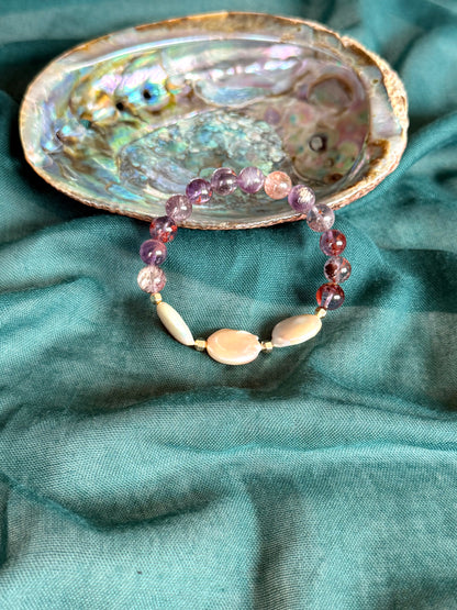 Super Seven - Sea Pearl Bracelet with Hematite Spacer