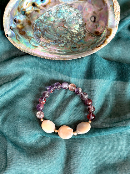 Super Seven - Sea Pearl Bracelet with Hematite Spacer