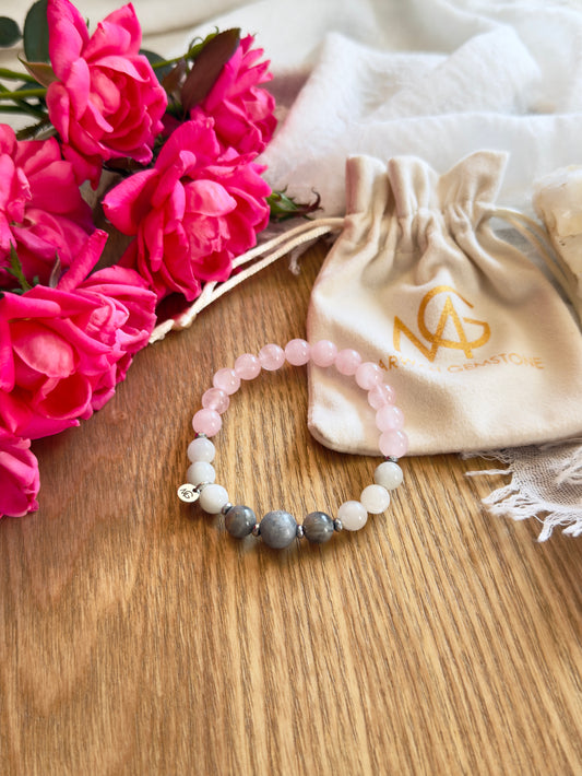 Rose Quartz - Labradorite - Moonstone Bracelet