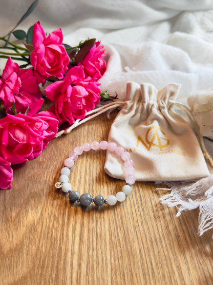 Rose Quartz - Labradorite - Moonstone Bracelet