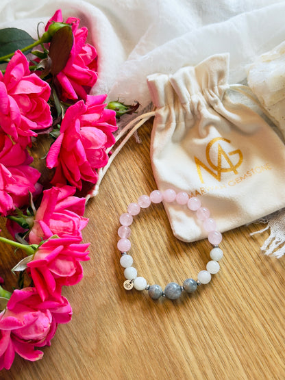 Rose Quartz - Labradorite - Moonstone Bracelet