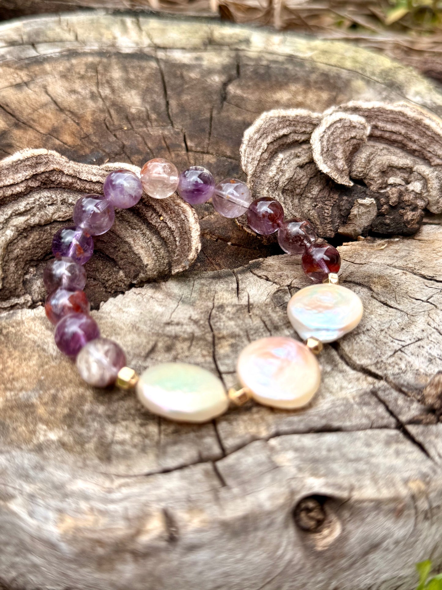 Super Seven - Sea Pearl Bracelet with Hematite Spacer