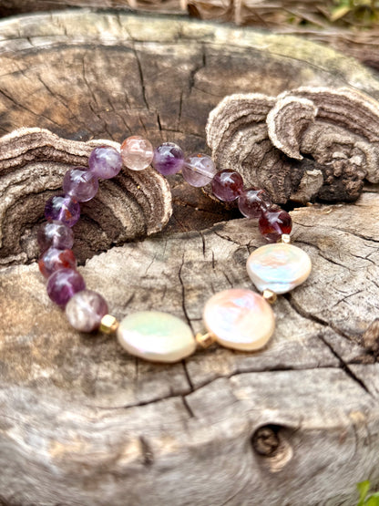 Super Seven - Sea Pearl Bracelet with Hematite Spacer