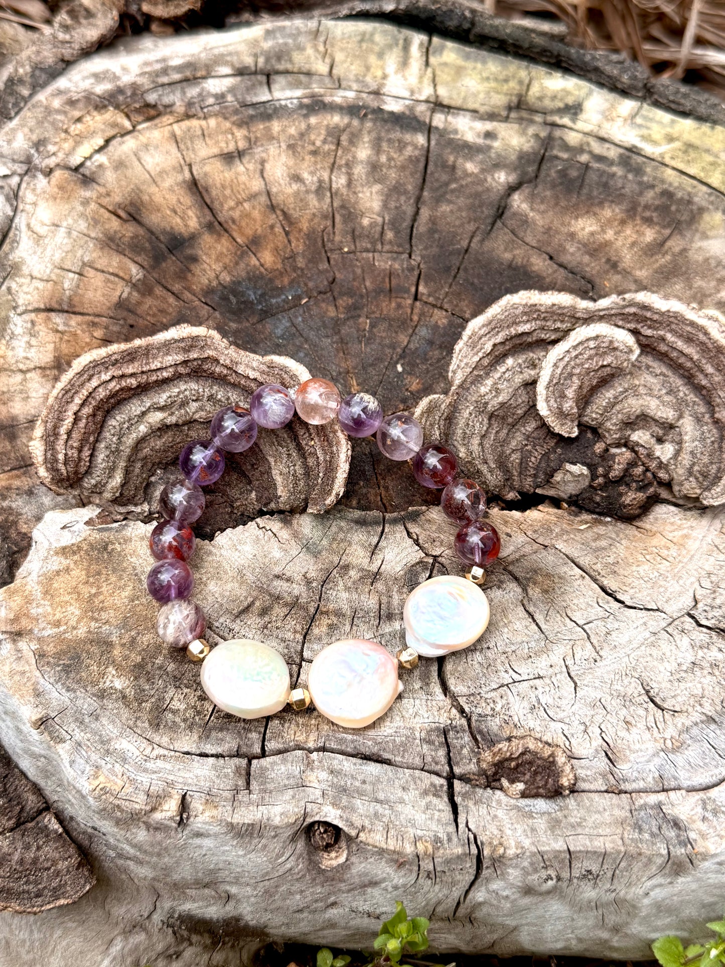 Super Seven - Sea Pearl Bracelet with Hematite Spacer