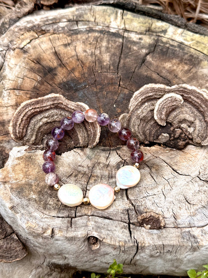 Super Seven - Sea Pearl Bracelet with Hematite Spacer