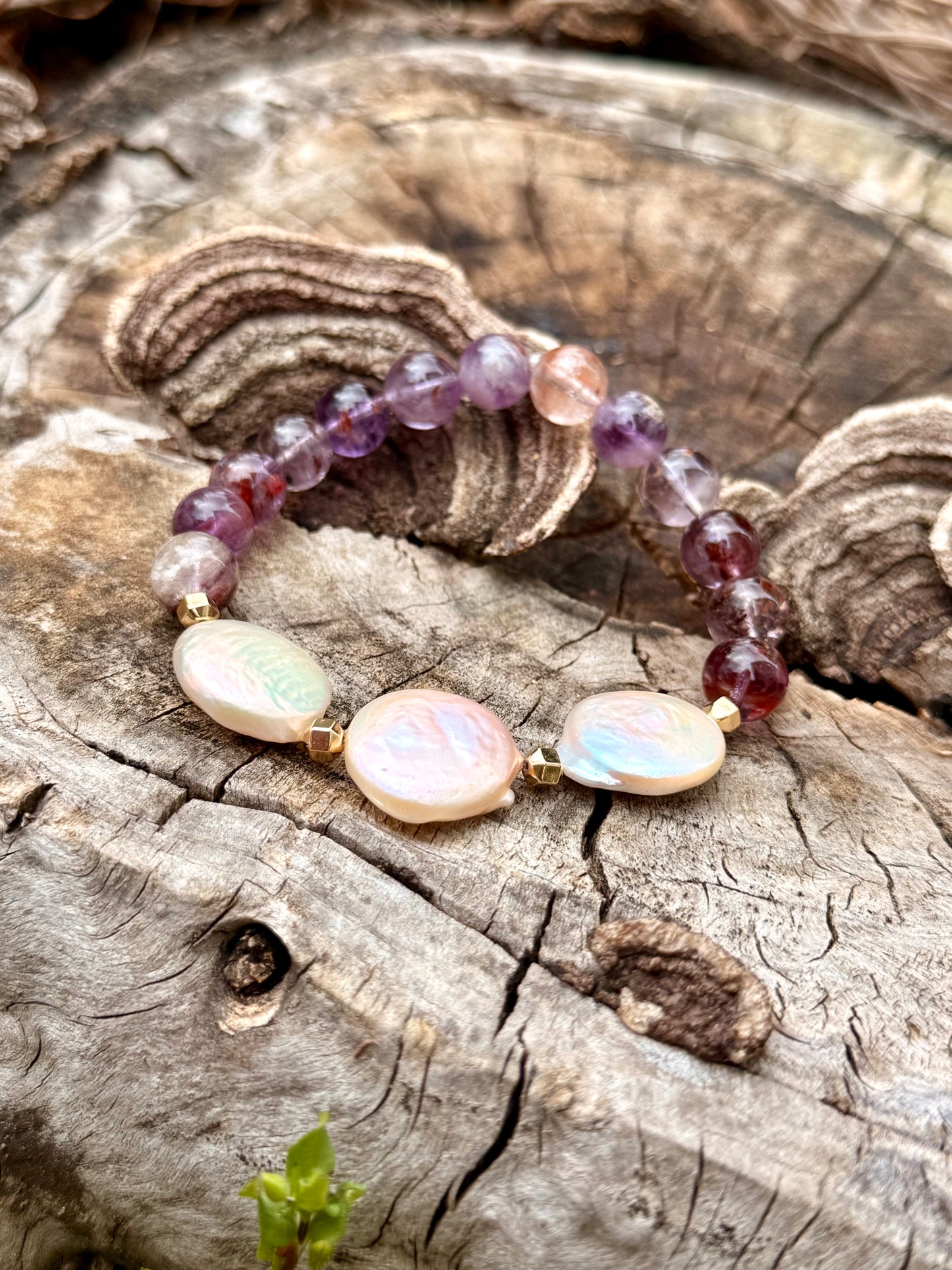 Super Seven - Sea Pearl Bracelet with Hematite Spacer