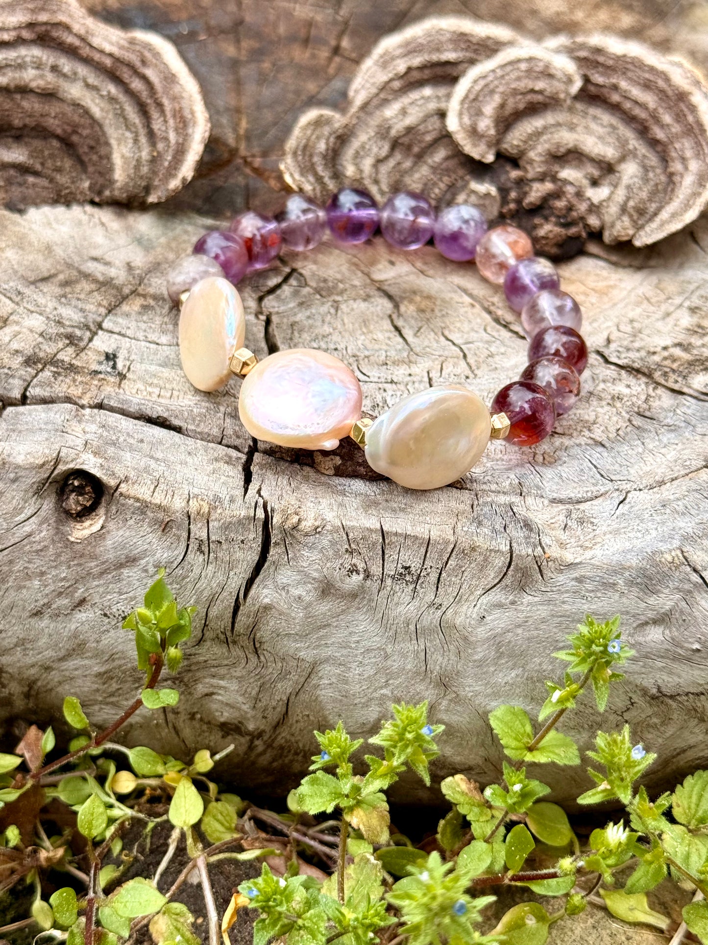 Super Seven - Sea Pearl Bracelet with Hematite Spacer