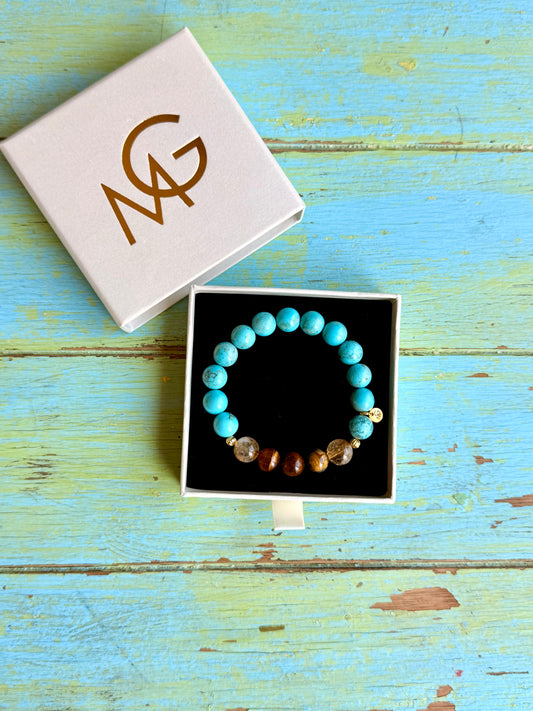 Tiger Eye - Citrine - Turquoise Bracelet