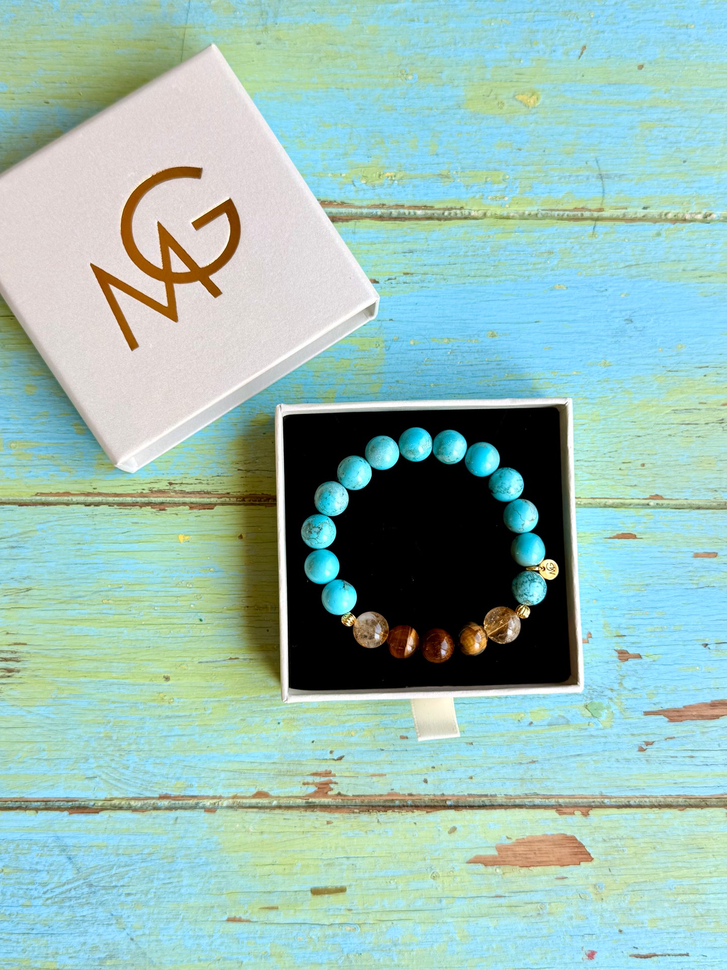 Tiger Eye - Citrine - Turquoise Bracelet