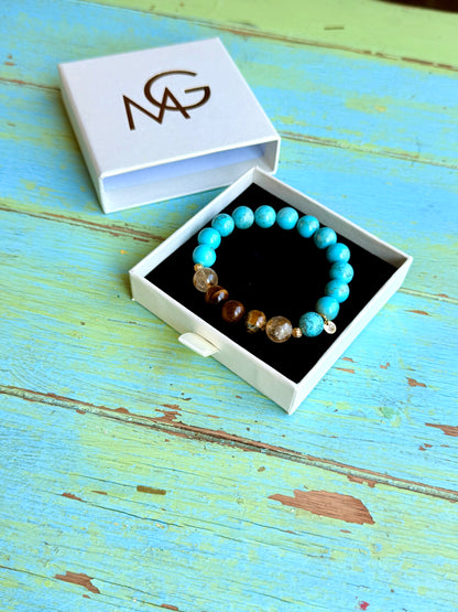 Tiger Eye - Citrine - Turquoise Bracelet