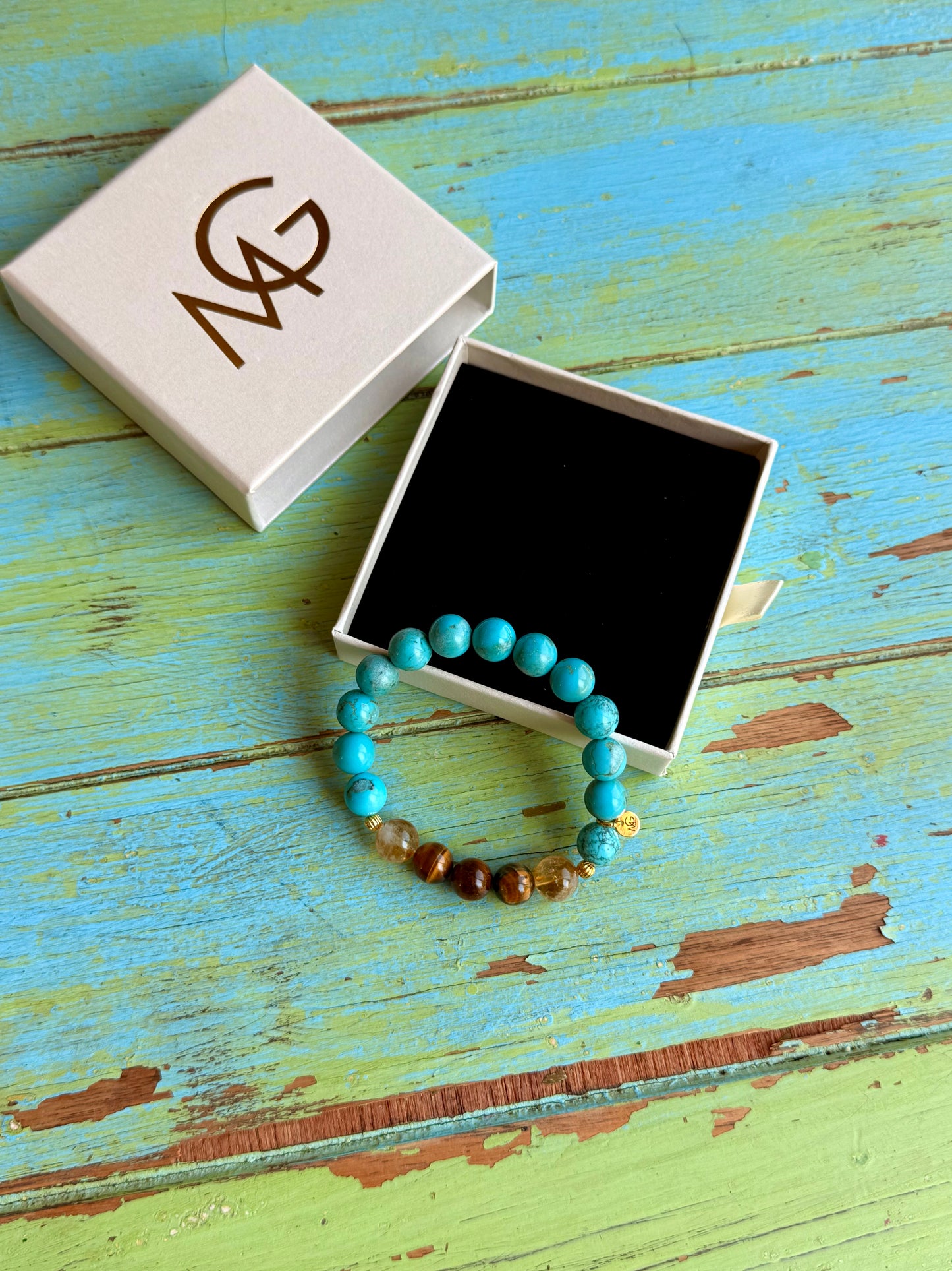 Tiger Eye - Citrine - Turquoise Bracelet