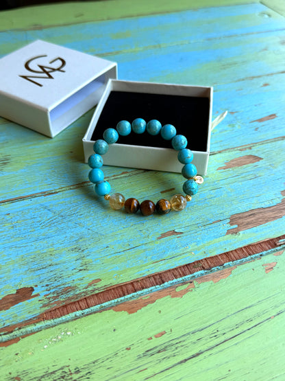 Tiger Eye - Citrine - Turquoise Bracelet