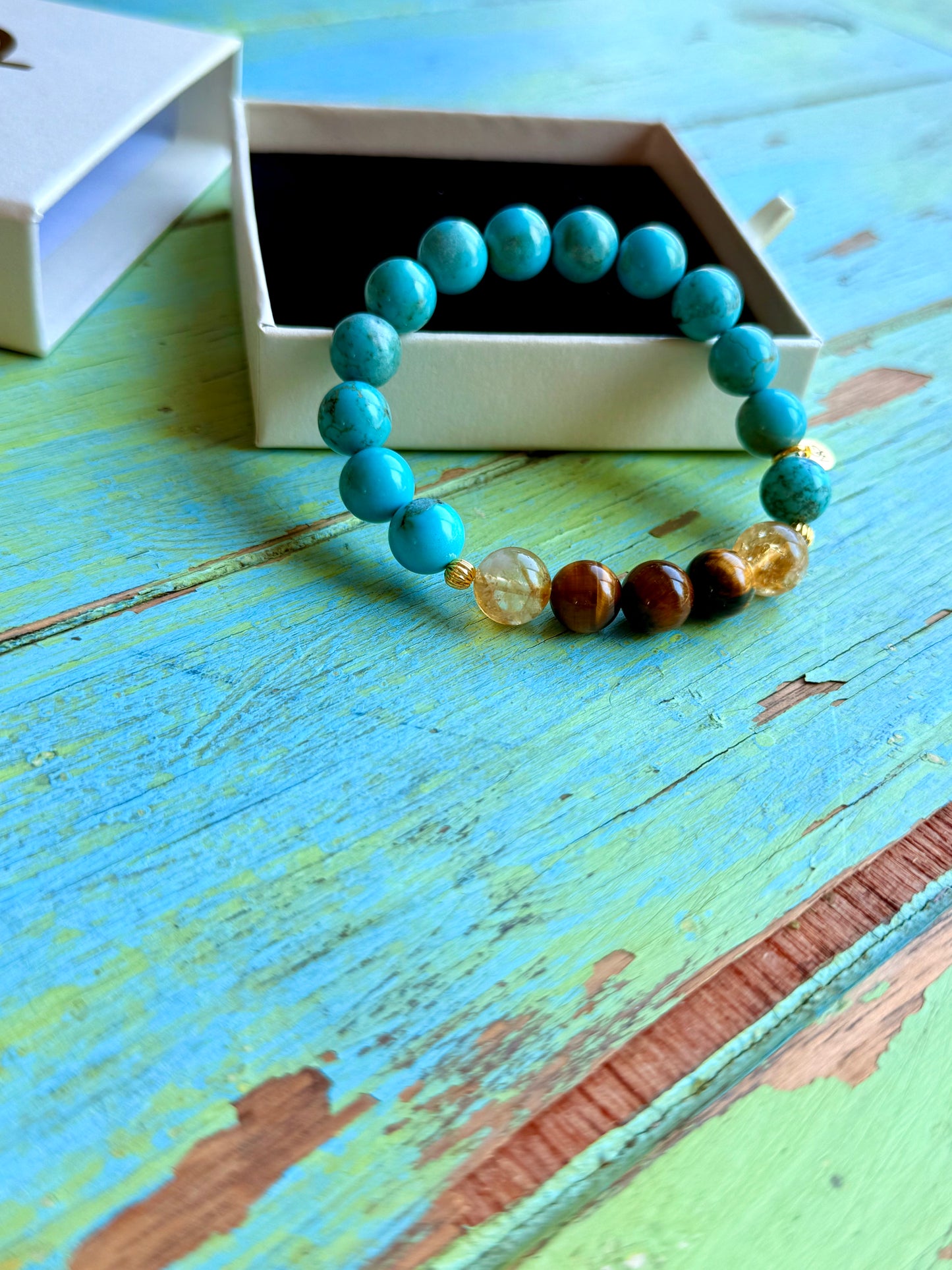 Tiger Eye - Citrine - Turquoise Bracelet
