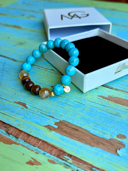Tiger Eye - Citrine - Turquoise Bracelet