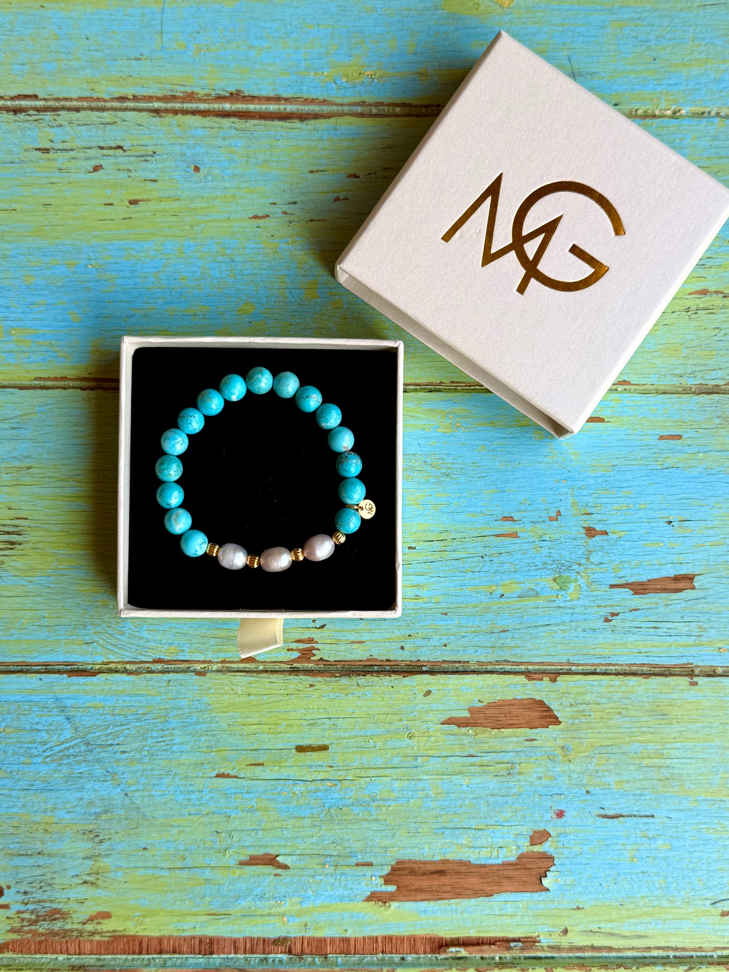 Turquoise - Natural Pearl Bracelet