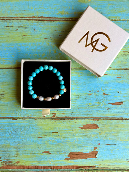 Turquoise - Natural Pearl Bracelet