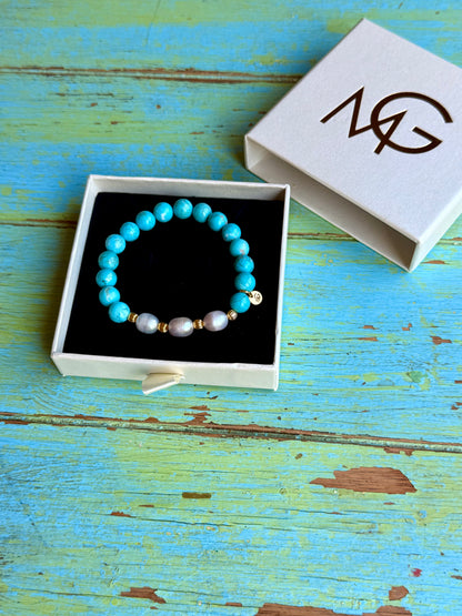 Turquoise - Natural Pearl Bracelet