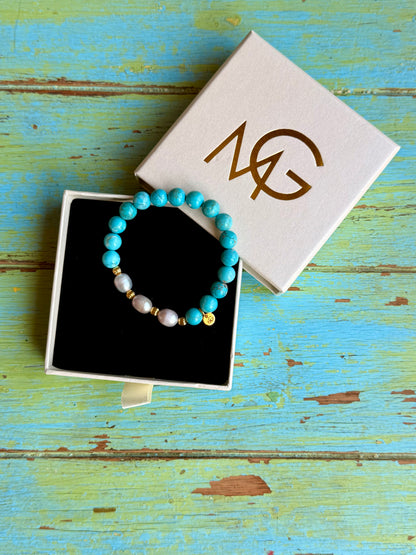Turquoise - Natural Pearl Bracelet