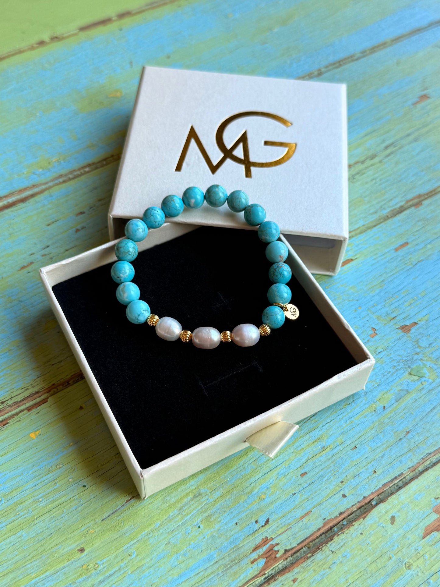 Turquoise - Natural Pearl Bracelet