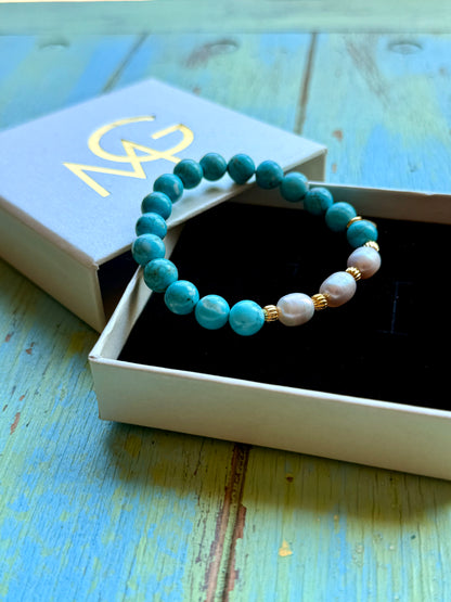 Turquoise - Natural Pearl Bracelet