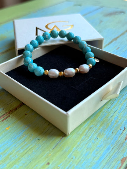 Turquoise - Natural Pearl Bracelet