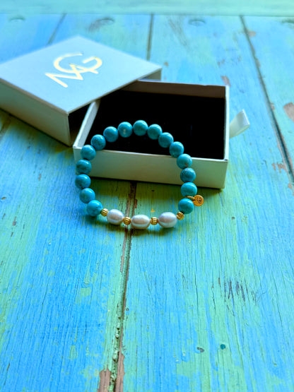 Turquoise - Natural Pearl Bracelet