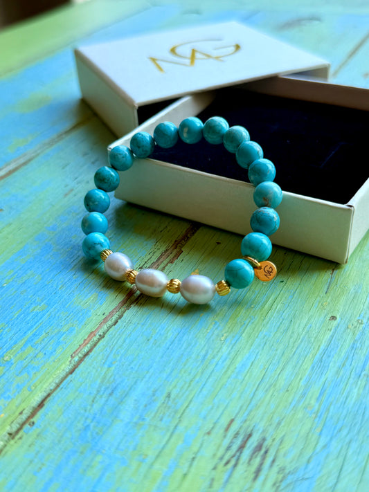 Turquoise - Natural Pearl Bracelet